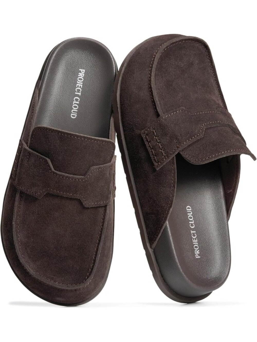🆕Women's Chocolate Suede Leather Slip On Clogs Plush & Soft Insole with Comfort